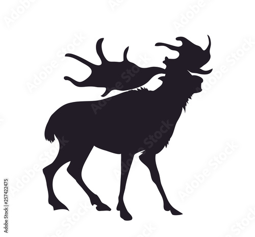 vector illustration deer lies  silhouette  vector