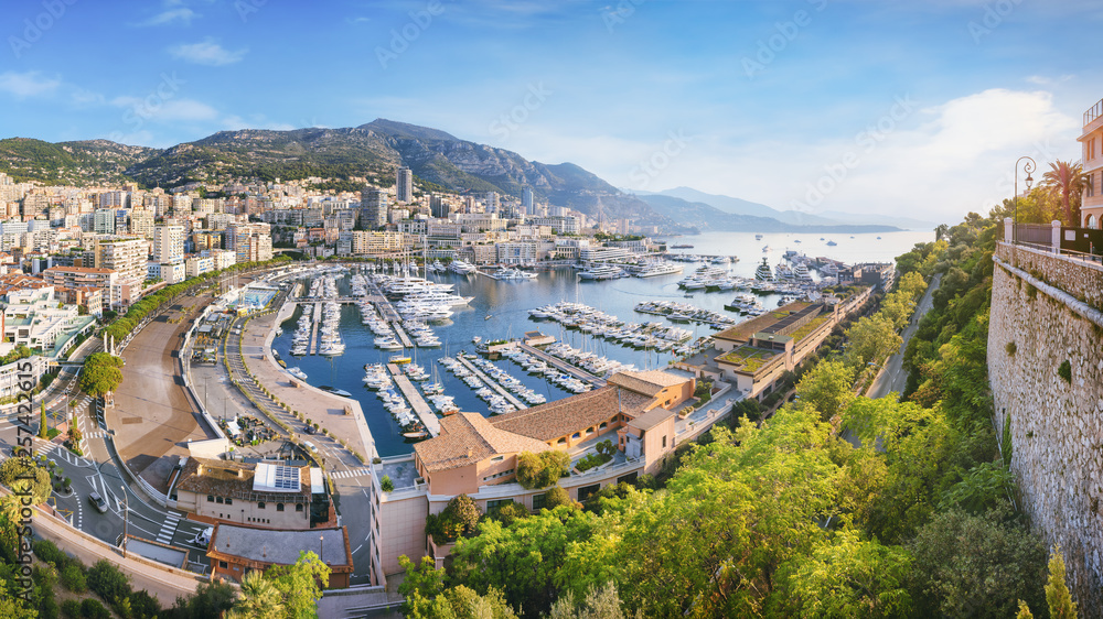 Morning panorama over port Hercule in Monaco