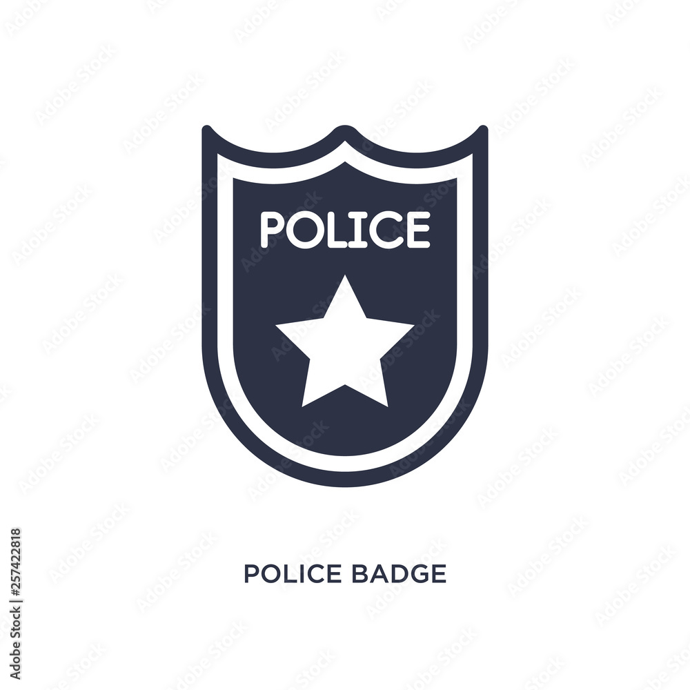 police badge icon on white background. Simple element illustration from law and justice concept. police badge icon on white background. Simple element illustration from law and justice concept.