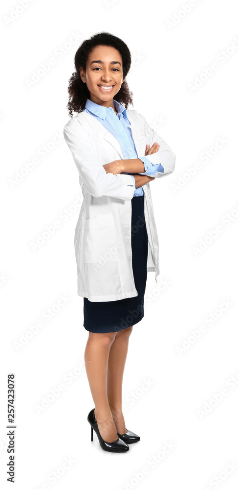 African-American doctor on white background African-American doctor on white background