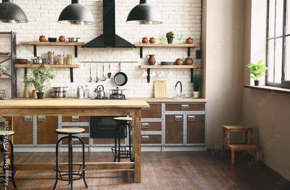 Fototapeta premium Beautiful interior of modern kitchen