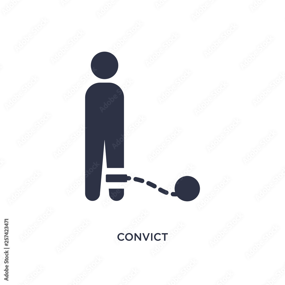 convict icon on white background. Simple element illustration from law and justice concept. convict icon on white background. Simple element illustration from law and justice concept.