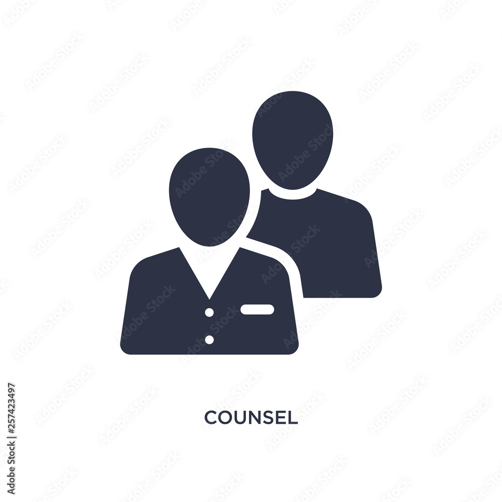 counsel icon on white background. Simple element illustration from law and justice concept. counsel icon on white background. Simple element illustration from law and justice concept.