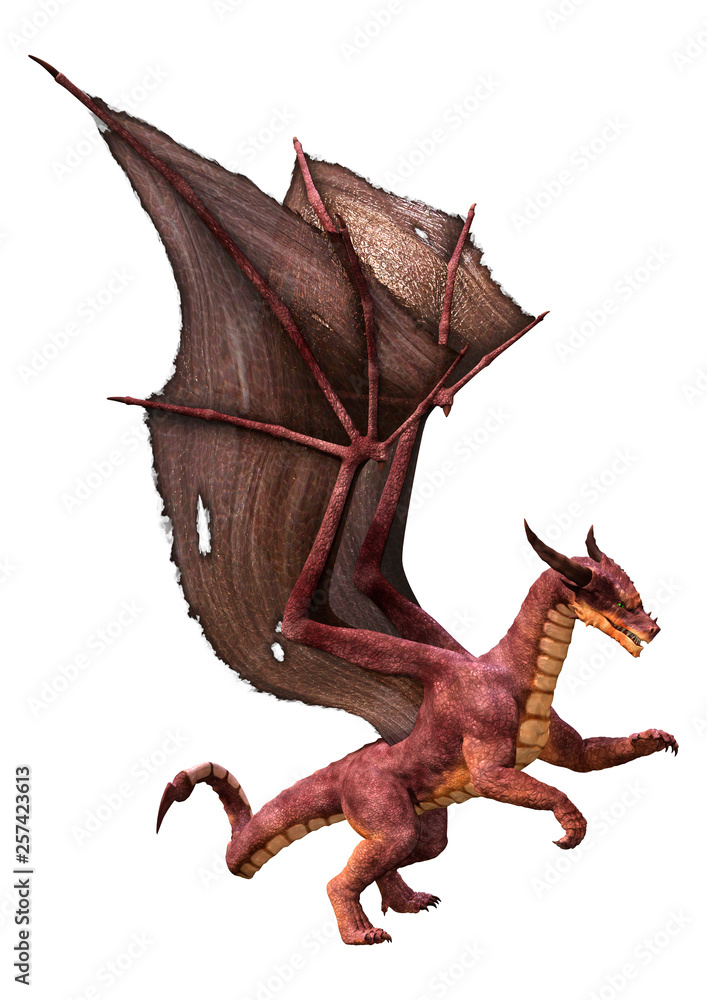 3D Rendering Fairy Tale Dragon on White 3D Rendering Fairy Tale Dragon on White