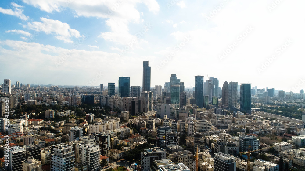 A spectacular view of the central region of Israel. Tel Aviv, Ramat Gan