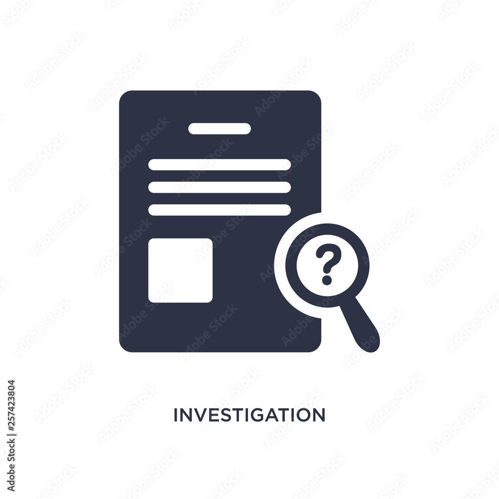 investigation icon on white background. Simple element illustration from law and justice concept. investigation icon on white background. Simple element illustration from law and justice concept.