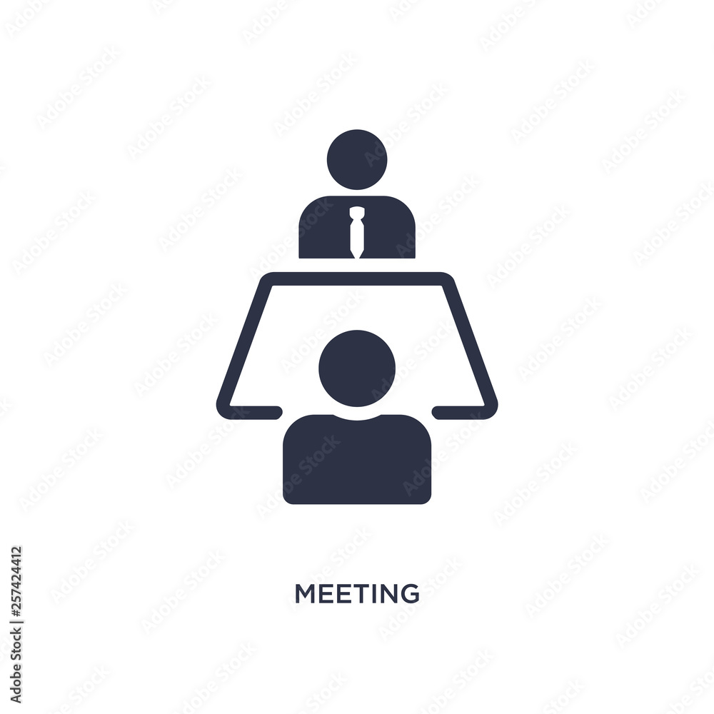 meeting icon on white background. Simple element illustration from strategy concept. meeting icon on white background. Simple element illustration from strategy concept.