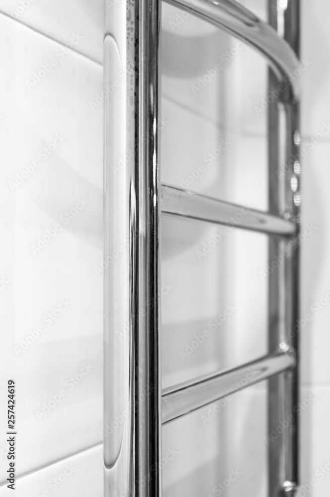 Elements of the bathroom interior-modern design, chrome details, parts of the shower cabin