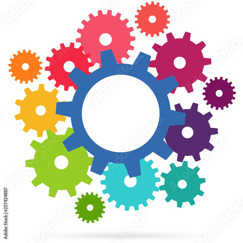 colored teamwork gears
