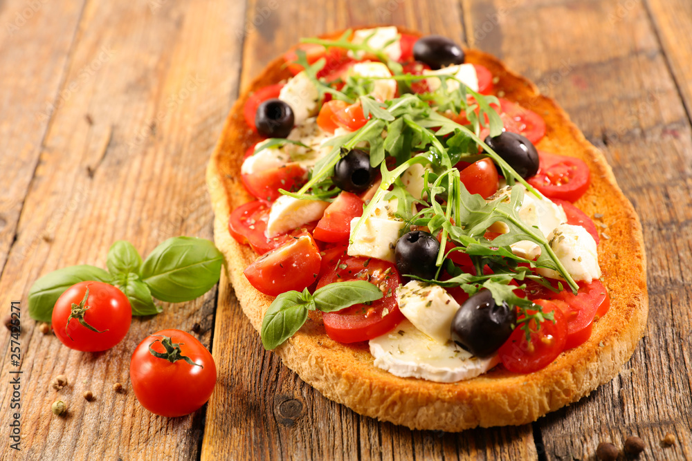 bruschetta with tomato, mozzarella and basil bruschetta with tomato, mozzarella and basil