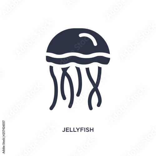 jellyfish icon on white background. Simple element illustration from summer concept.