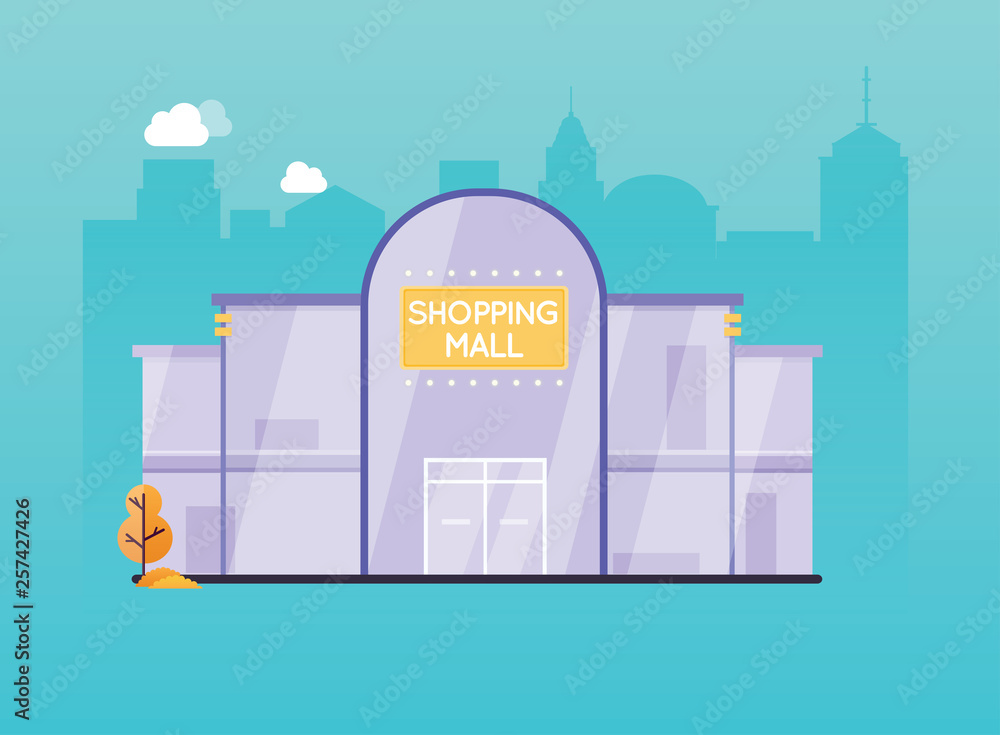 Shopping Mall Exterior Vector
