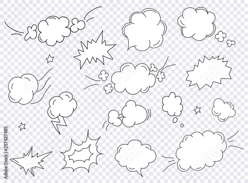 Naklejka Szablon układu pustego układu komiksu w stylu pop-art z belkami chmur. Koncepcja wektor dla aplikacji internetowych i mobilnych.