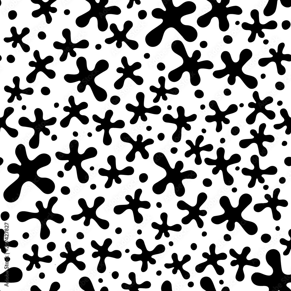 Fototapeta premium Seamless pattern. Black spots on white background. Vector illustration in cartoon style.
