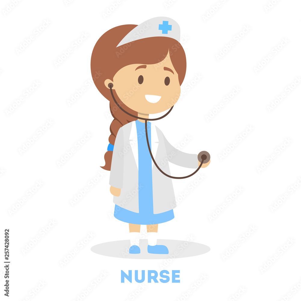 Cute little girl in a doctor uniform. Kid play Cute little girl in a doctor uniform. Kid play
