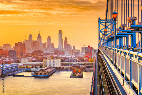 Philadelphia, Pennsylvania, USA downtown skyline from the Benjamin Franklin Bridge
