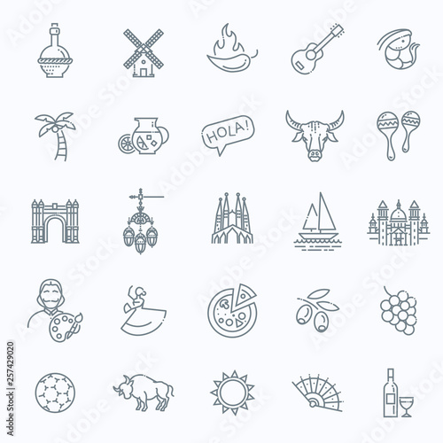 Spain outlined icon set