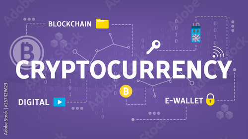 Cryptocurrency concept. Idea of blockchain and mining