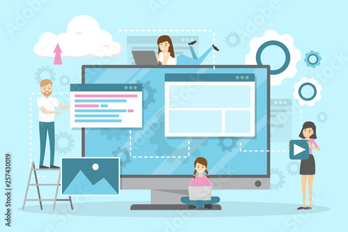 Website design and development horizontal banner set.