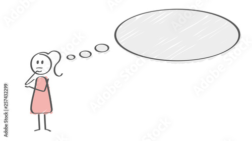 Stick Figure - woman with thought bubble