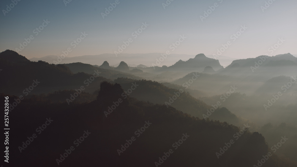 Fototapeta premium Mountain view and morning mist