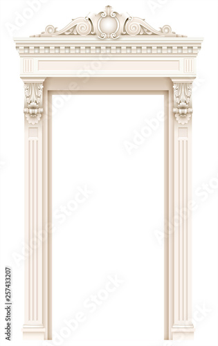 Classic white architectural door facade frame