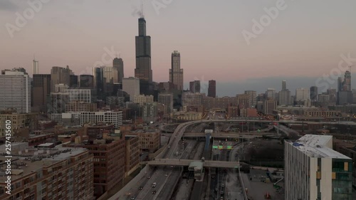 Subway Heading towards city - 4k Aerial