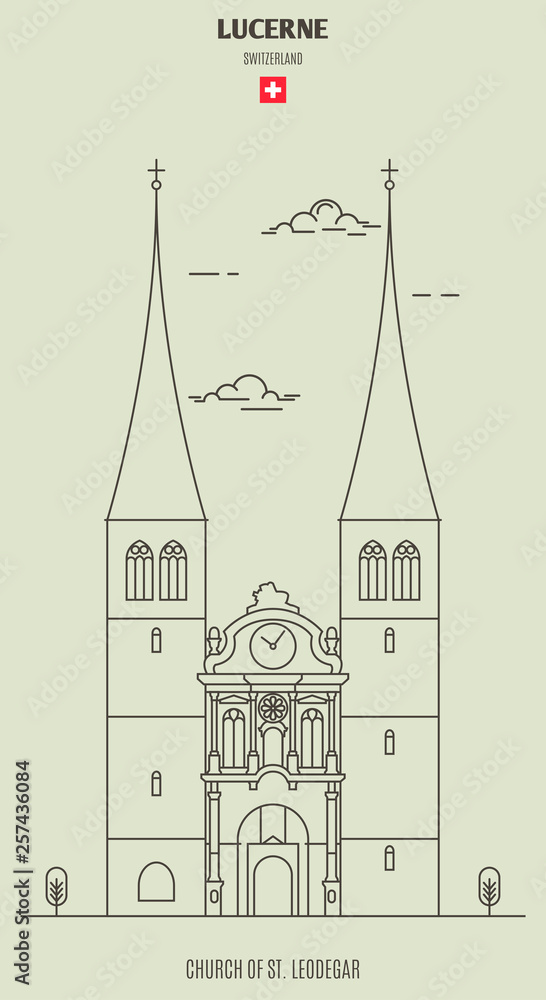 Church of St. Leodegar in Lucerne, Switzerland. Landmark icon