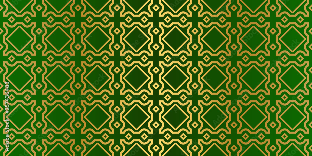 Seamless Patterns Set, Abstract Traditional Geometric Texture. Ornament For Interior Design, Greeting Cards, Birthday Or Wedding Invitations, Paper Print. Ethnic Background In East Style. Green gold Seamless Patterns Set, Abstract Traditional Geometric Texture. Ornament For Interior Design, Greeting Cards, Birthday Or Wedding Invitations, Paper Print. Ethnic Background In East Style. Green gold