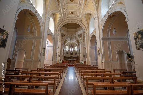 Alberobello  Puglia  Italy - Inside interior and chapel of the cathedral Basilica of Saints Cosmas and Damian  Parrocchia Santuario Basilica S.S. Cosma E Damiano . Church in trulli town