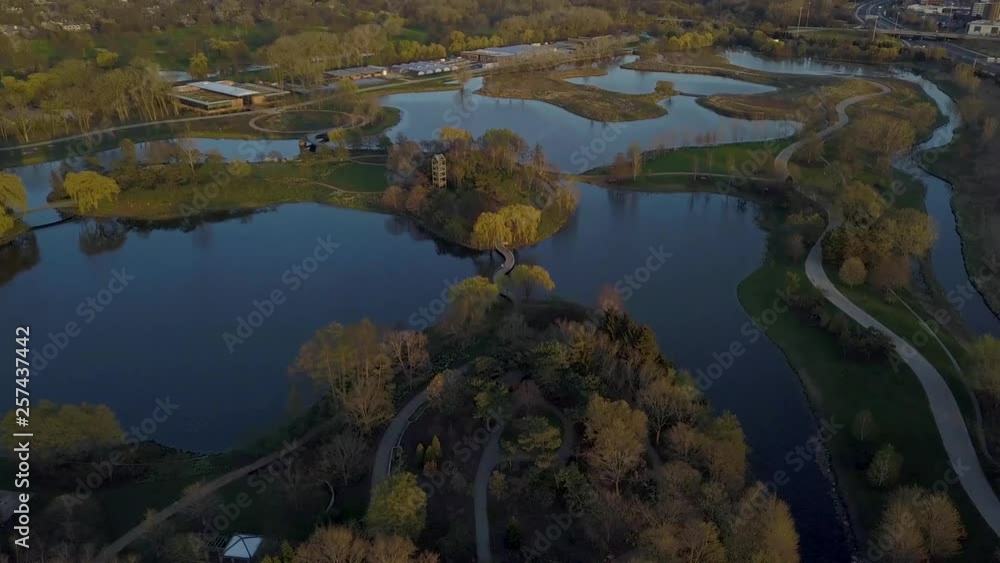 Chicago Botanic Gardens - 4k Aerial Chicago Botanic Gardens - 4k Aerial