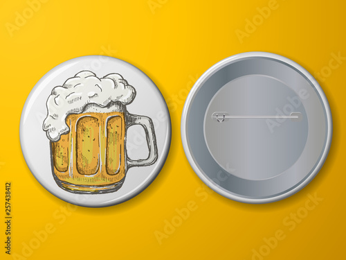 Blank vector white badge with beer mug.