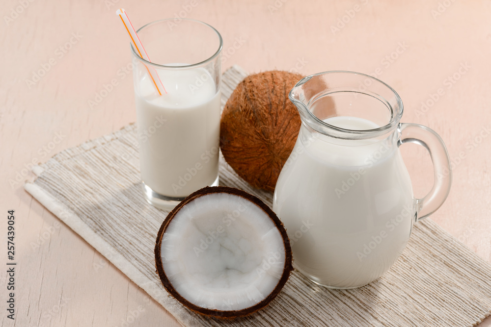 Jug of homemade coconut milk