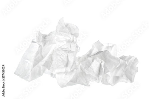 Crumpled tissue paper isolated white background