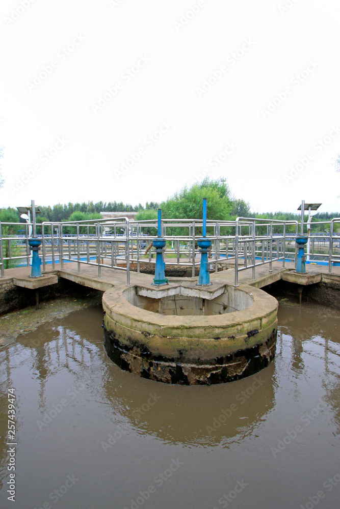 Sewage treatment plant distribution well
