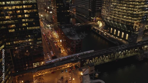 Downtown Chicago River at Dusk - Cinematic 4k Aerial