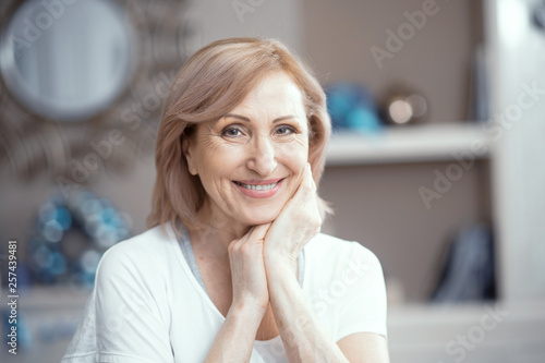Close Up of a Beautiful Woman Over 50 Years Old Cute Smiling. © Svyatoslav Lypynskyy
