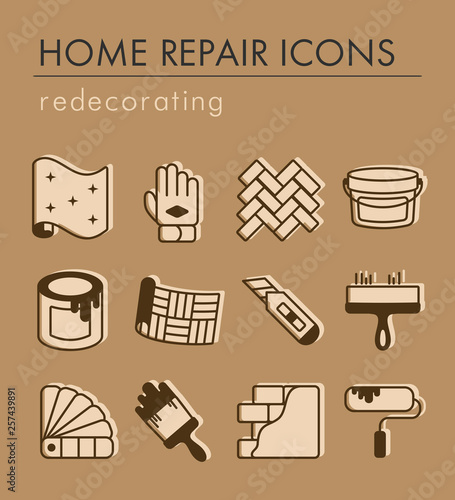 Home repair, remodelling, redecoration icon set