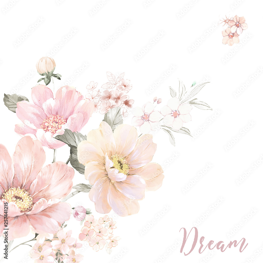 watercolor flowers set,It's perfect for greeting cards,wedding invitation, wedding design,birthday and mothers day cards,Watercolor botanical illustration isolated on white background