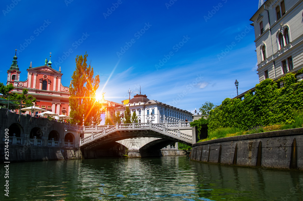 Naklejka premium Ljubljanica river canal