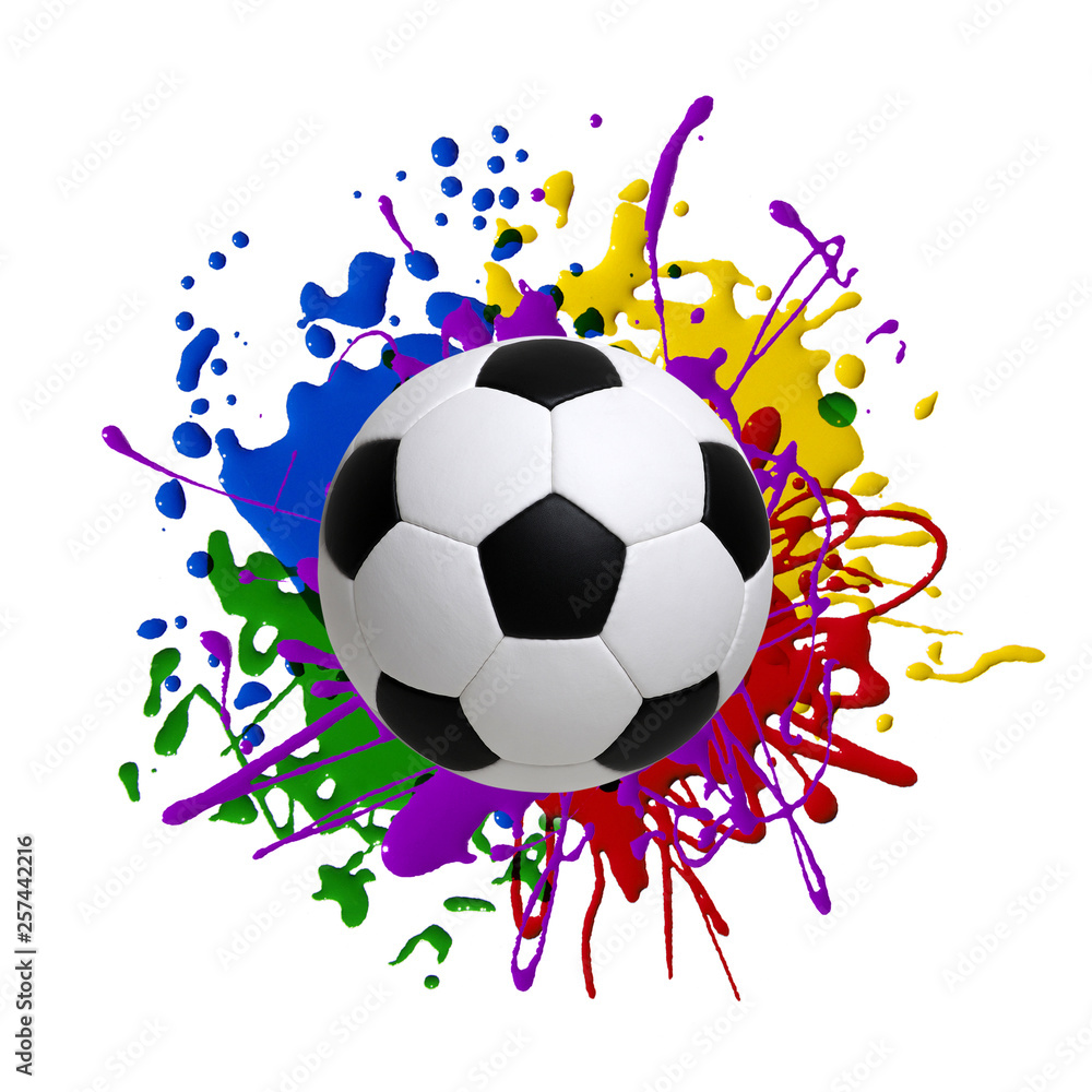 Soccer ball with color paint