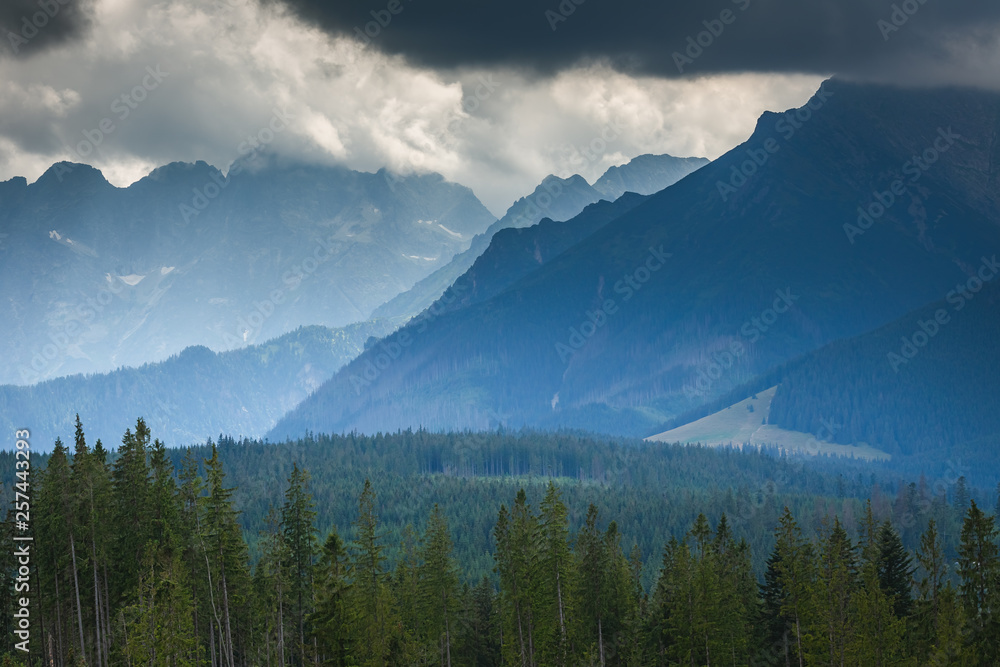 Landscape in European mountains, High Tatras, Malopolskie Poland