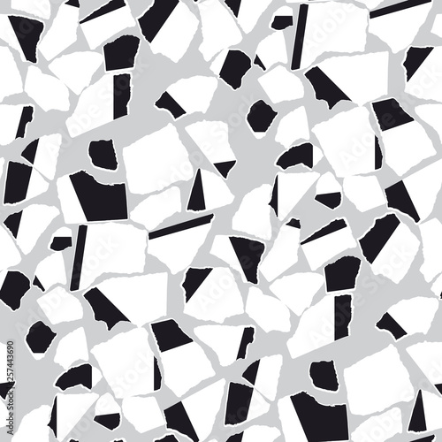 Ripped paper pieces flat vector seamless pattern