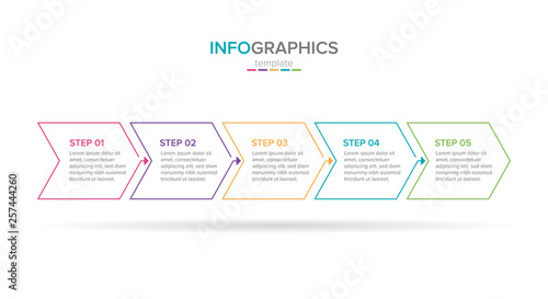 Business Infographic template with icons.. Thin line design with numbers 5 options or steps. Infographics for business concept.