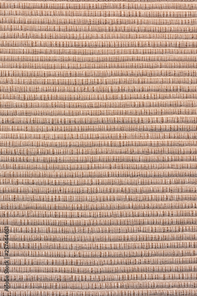 Sofa upholstery close-up. Texture of rough dense ribbed fabric. Light brown  blank background for layouts. Stock Photo | Adobe Stock