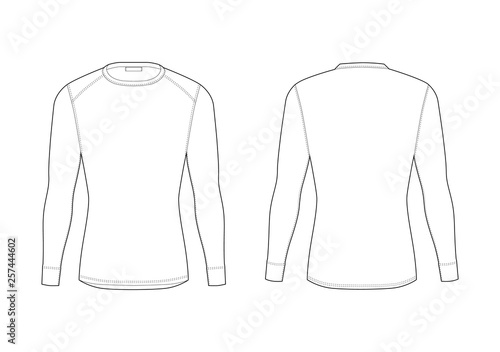 Men winter thermal underwear. Blank templates of long sleeve t-shirt.