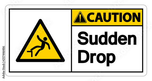 Caution Sudden Drop Symbol Sign On White Background,Vector Illustration