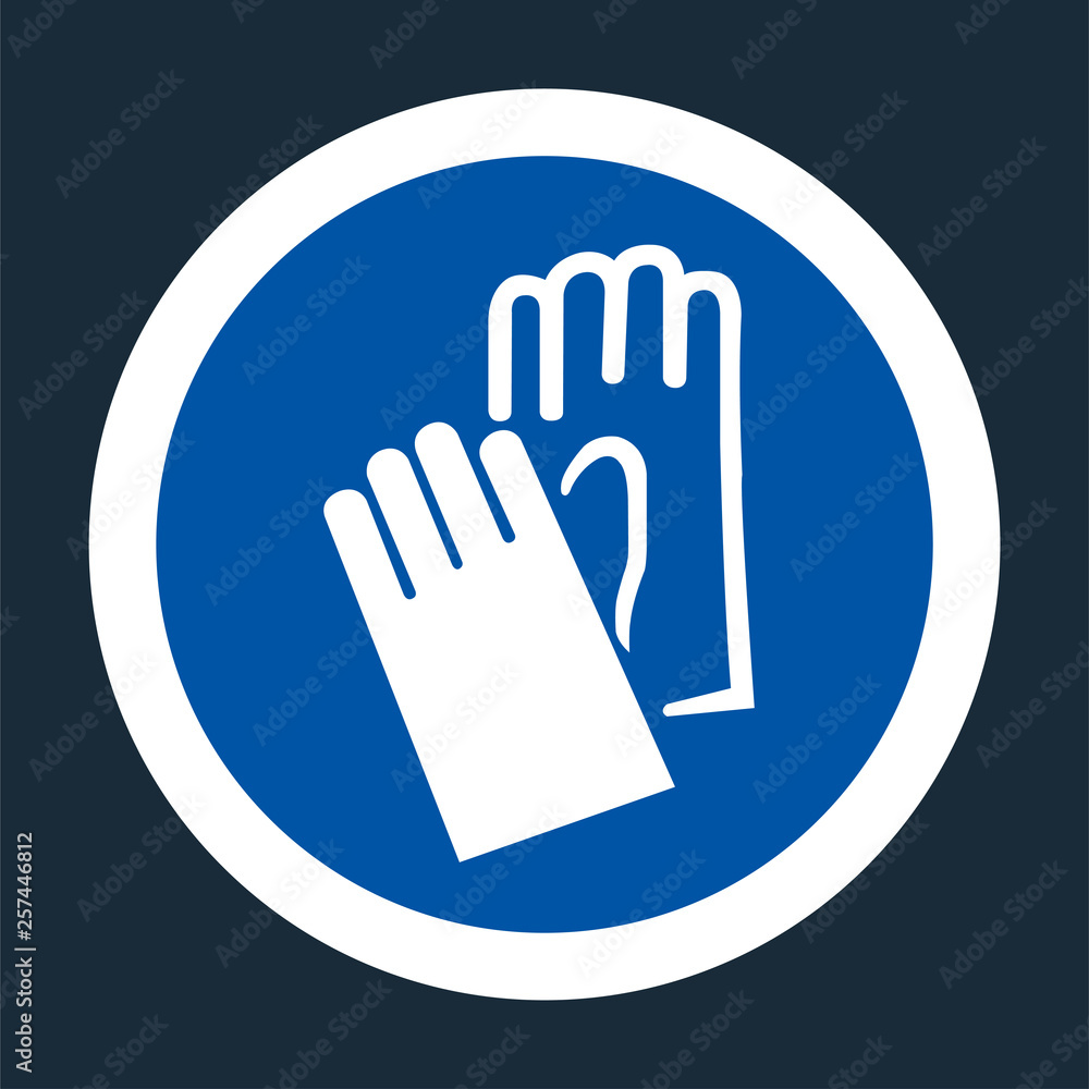 Symbol Wear Hand Protection sign on black background Symbol Wear Hand Protection sign on black background