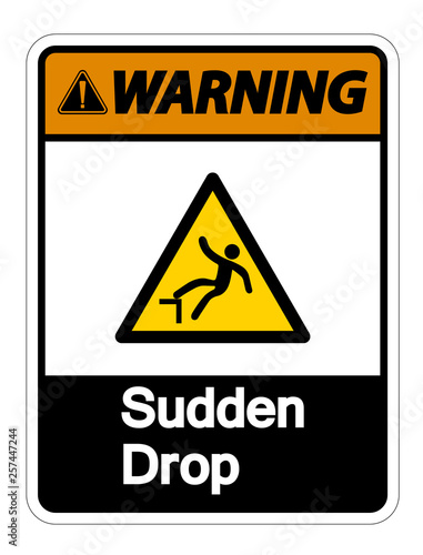 Warning Sudden Drop Symbol Sign On White Background,Vector Illustration