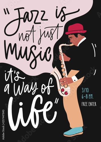 Jazz music band performance, concert or festival advertisement flyer template...